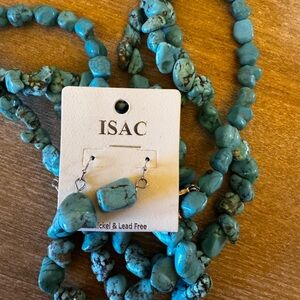 ISAC Turquoise Stone Necklace and Earring Set